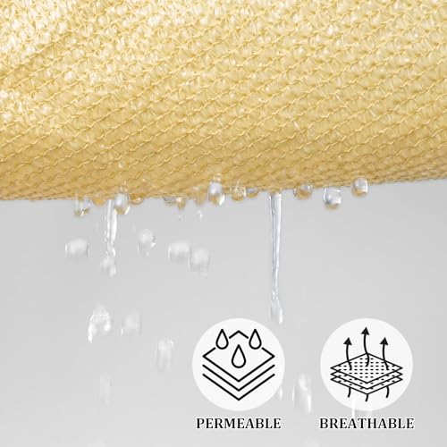 Shade&Beyond Shade Sail 12'X20' Rectangle Sand Breathable UV Block Outdoor Canopy for Backyard Patio Pergola Garden Deck(We Make Custom Size)