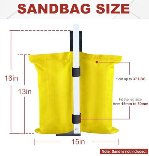 ABCCANOPY Canopy Weights 120 LBS Tent Sand Bags,4-Pack Yellow (Without Sand) - color: Yellow, size: 120 LBS