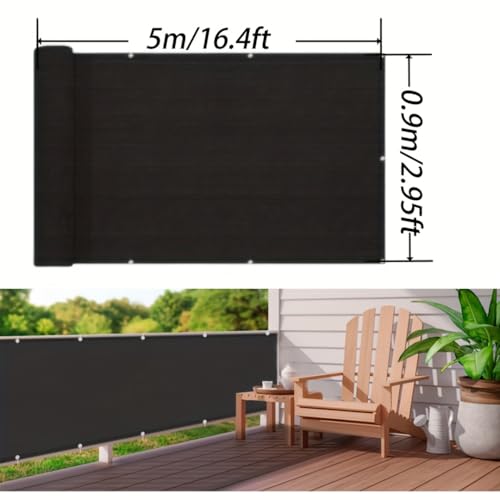 Balcony Privacy Screen & Deck Privacy Fence, 3x16.4FT Heavy Duty UV Resistant Outdoor Wind Block Fence Covering for Patio, Stylish Seclusion Easy Installation, Black - color: Black