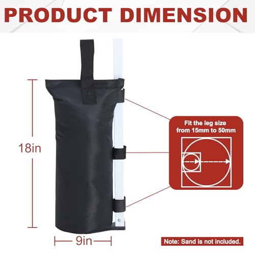 ABCCANOPY Canopy Weights Set of 4-120LBS Sand Bags Upgraded for Pop up Tent, Weight Bags for Outdoor Gazebo, Trampoline, Pergola, Black (Without Sand) - color: Black, size: 120lbs