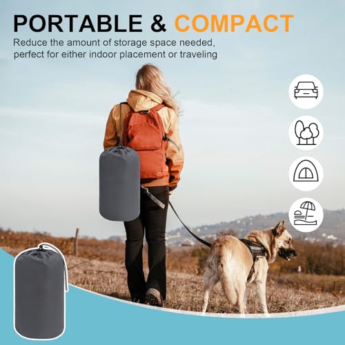 BEAUTYZOO Outdoor Dog Bed Waterproof, Camping Dog Bed Reversible, Portable Travel Bed with Carry Bag- Machine Washable, Durable, Foldable Outdoor Pet Bed Mat for Medium Large Dogs, 35” x 51“ Blue - color: Blue, size: 51.0"L x 35.0"W x 2"Th