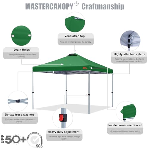 MASTERCANOPY Durable Pop-up Canopy Tent with Roller Bag (10x10, Forest Green) - color: Forest Green, size: 10x10