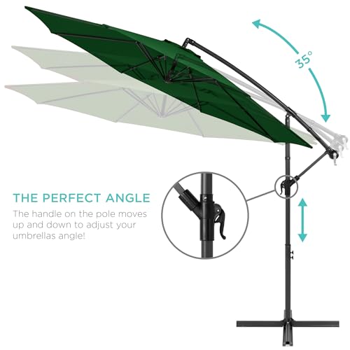 Best Choice Products 10ft Offset Cantilever Hanging Market Patio Umbrella, 8 Sturdy Ribs, Easy Adjustment - Green - color: Green, size: Offset