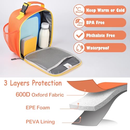 CaCTOUR Lunch Box Kids,Premium Insulated Lunch Bag for Girls Boys,Soft Bag Mini Cooler Back to School Thermal Reusable Lunch Bag for Work School Picnic (Orange) - color: B-Orange