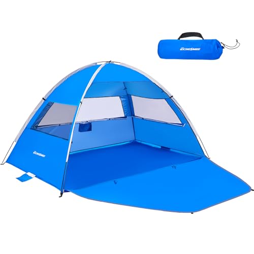 EchoSmile UPF 50+ Beach Tent Sun Shelter for 3/4 Person, Portable Beach Cabana Tent - color: Dark Blue, size: 4 Person