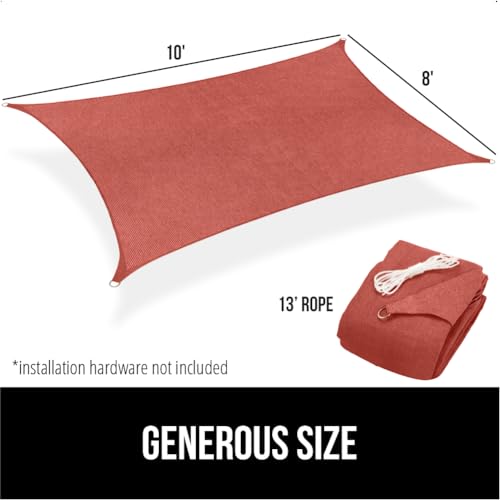 GORILLA GRIP Heavy Duty Sun Shade, UV Protection Fade Tear and Rust Resistant Rectangle Sunshade Canopy, Curved Edges Blocks Sunlight, Breathable Sail, Outdoor Patio, Lawn Garden, 8x10 FT Terra - color: Terra, size: 8' X 10', style: Rectangle