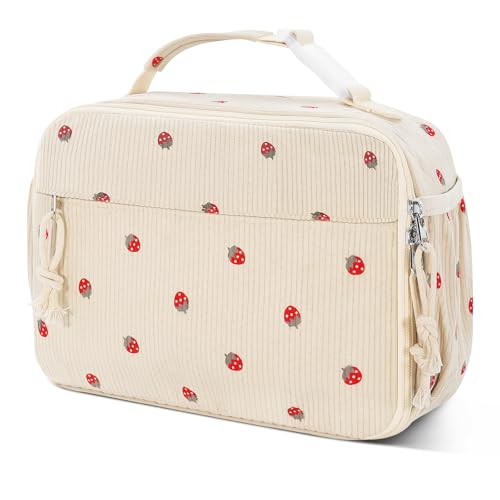 Insulated Lunch Bag for Girls & Boys, Kids & Teens – Cute Strawberry Lunch Box with Side Pockets, Buckle Handle for Backpack Hanging, Lightweight Waterproof Lunchbox for School, Teens, Women & Man - color: Strawberry-Kid
