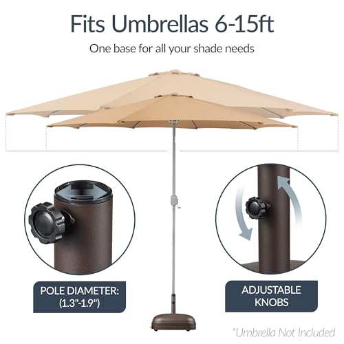 Best Choice Products 123lb Capacity Fillable Mobile Umbrella Base, Heavy Duty Market Stand for Patio, Deck, Poolside, Easy to move w/ 4 wheels - Dome Square Brown - color: Brown - Dome
