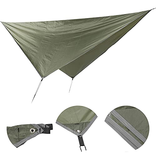 Waterproof Camping Tarp, Camping Cover with Rhombus Pattern, 360x290cm Multifunction Sun Shade Canopy for Beach Hammock Tent, Includes Storage Bag and Wind Ropes (OD Green) - color: Od Green