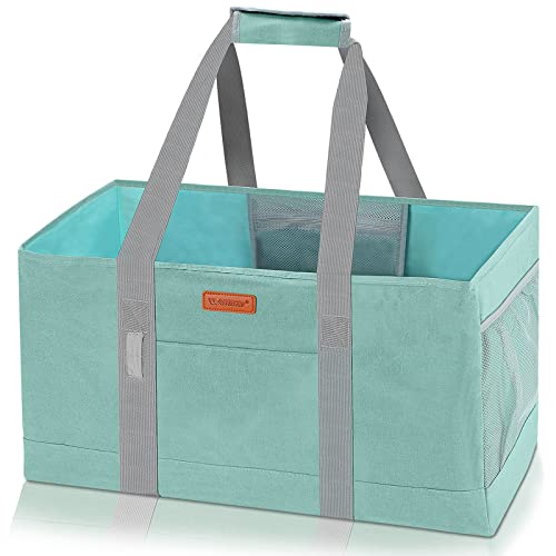 WONDAY Utility Tote, Extra Large Utility Tote Bag, Reusable Grocery Bags Foldable, Large Tote Bag With Handles Shopping Bags for Groceries, Picnic, Beach, Laundry (Green) - color: Green