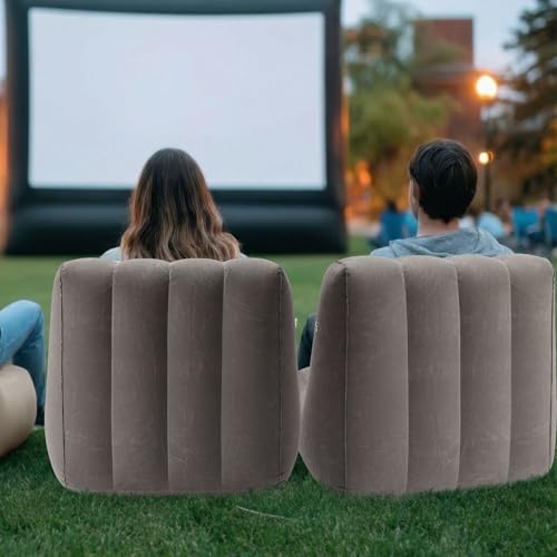 Inflatable Chairs for Adults, Blow up Couch with Electric Air Pump, Inflatable Chairs for Movie Night Flocking Portable Blow up Furniture Beanbag Sofa for Living Room Party(Dark Grey)