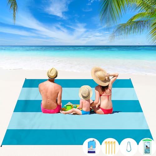 BYDOLL Beach Blanket Waterproof Sandproof 10'×9' 1-8 Adults Oversized Lightweight Large Picnic Mat Waterproof Sandproof Blanket for Beach Camping Hiking Travel