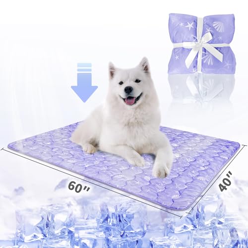NWK Dog Cooling Blanket, Q-Max>0.345, Ice Silk Cool to Touch Material, Bed Cover, Furniture Protector Couch Sofa for Summer, Anxiety Relief-Machine Washable (Lavender,40'' X 60'') - color: Lavender, size: 40*60
