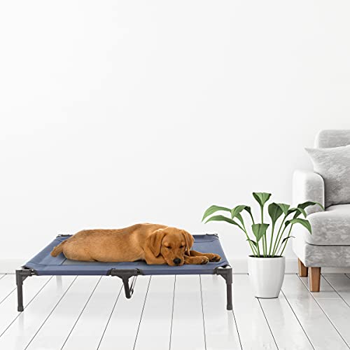 Elevated Dog Bed - 36x29.75-Inch Portable Pet Bed with Non-Slip Feet - Indoor/Outdoor Dog Cot or Puppy Bed for Pets up to 80lbs by PETMAKER (Blue) - color: Blue, size: 29.7"L x 8.6"W x 4.6"Th