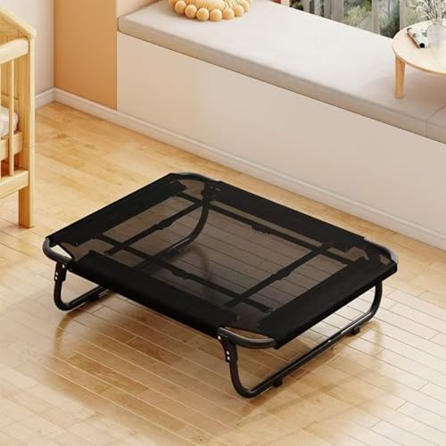 Outdoor Elevated Dog Cot, Breathable Cooling Elevated Cot Hammock Pet Bed for Small & Medium Dogs, Washable Mesh Cover, Raised Metal Frame, Collapsible, Portable 【XS-21 * 20 * 5 in】 Black - color: Black, size: X-Small