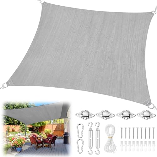 20 x 26 ft Sun Shade Sail for Patio Rectangle 185 GSM Heavy Duty UV Block Canopy Permeable Cover Outdoor Garden Deck Backyard Commercial Grade 95%-98% UV Protection Easy Installation(Gray) - color: Gray