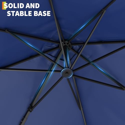 9ft Outdoor Patio Umbrella Heavy Duty 8 Ribs, Waterproof UV Protection Sun Shade with Crank Lift & Push Button Tilt, Outdoor Umbrella for Deck, Pool, Garden, Backyard, Lawn - color: Navy Blue&Square, size: 10FT Roman