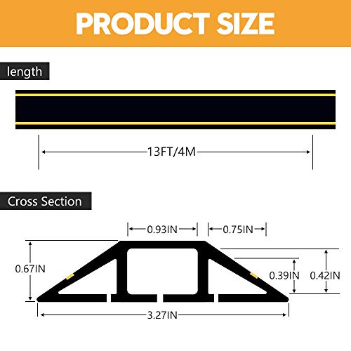 20Ft Floor Cable Cover, Floor Cord Protector 3 Channels Contains Cords, Cables and Wires, Perfect for Office, Home, Workshop, Warehouse, Concert, or Other Outdoor Surroundings (Black) - size: 20FT