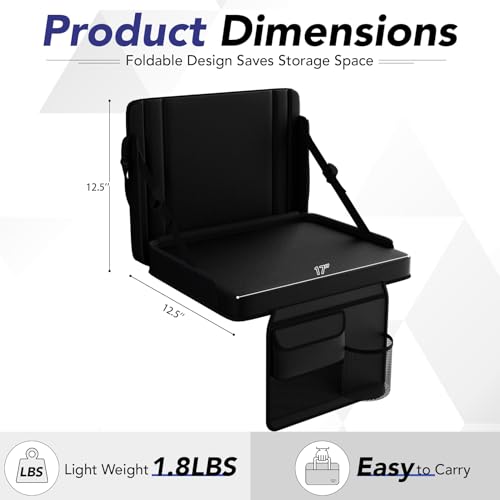 Stadium Seats with Back Support 1PACK Adjustable Bleacher Chairs with Back and Cushion Bleacher Seat with Cup Holder, Carry Handle & Shoulder Strap for Outdoor Sports Events, Picnics - color: Black-1pc-large