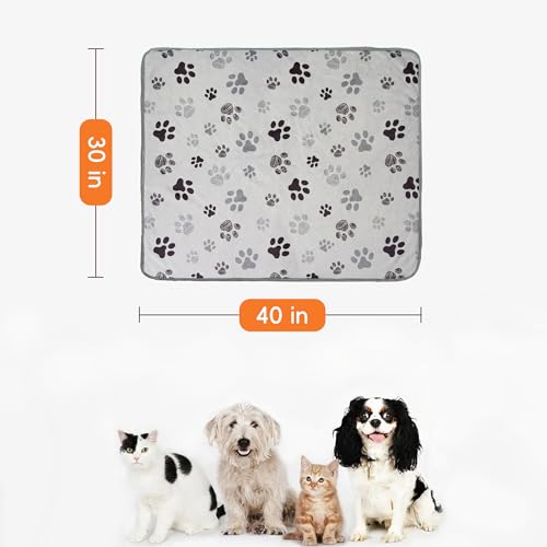 Waterproof Dog Blankets, 30"x40" Cat Blanket for Indoor Cats, Soft Fluffy Sofa Car Bed Protector, Reversible Sherpa Fleece Puppy Blanket for Small Medium Dogs (Light Grey-Paws) - color: Light Grey-paws, size: 30"x40"