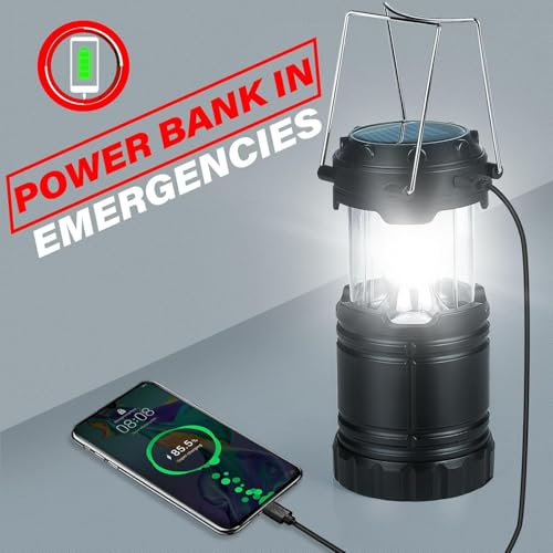 4-Pack Solar Camping Lanterns,Rechargeable LED with USB/Solar/AA Battery,Magnetic Base,Hanging Hook,Collapsible, Waterproof for Emergency, Hiking,Hurricane,Campsites,Lanterns for Power Outages - style: 3 in 1 Lanterns（4-Pack）