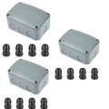 Outdoor Junction Box, Nineleaf IP66 3 Set Weatherproof Electrical Boxes with 20mm Cable Gland Kit, PVC/ABS Plastic Enclosure Box Universal Watertight 4.9 x 3.3 x 2.3 inch (125x86x62mm) - color: 3PK, size: Medium+4*M20