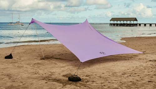 Neso Portable Beach Tent Sun Shelter - Lightweight Beach Shade Canopy - Easy Setup for Family Outings - Patented Reinforced Corners - UPF 50+ Sun Protection - color: Lavender