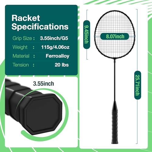 AboveGenius Badminton Rackets Set, Lightweight & Durable Badminton Set (Includes 6/12 Racquets, 6/12 Birdies), Outdoor Backyard & School Games for Adults, Teens, Families and Beginners - style: 12 Racket+12 Birdies