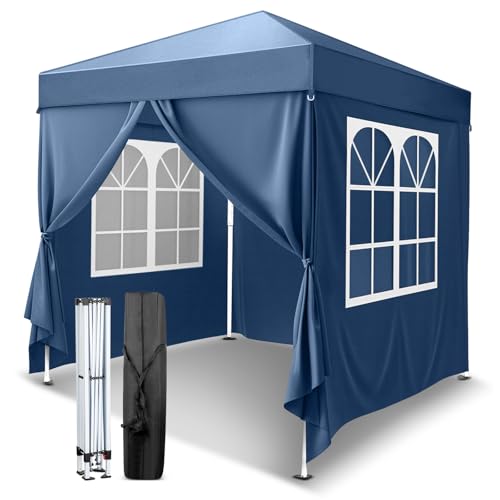 VINGLI 6.5x6.5 Pop Up Canopy Tent with Sidewalls, Outdoor Gazebo Canopy Tent, Patio Event Tents Outdoor Event Shelter for Parties (Blue) - color: Blue, size: 6.5x6.5