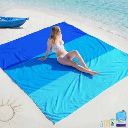 BYDOLL Beach Blanket 10'X9' Waterproof Sandproof Suits1-8 Adults Oversized Lightweight Large Blanket Picnic Mat for Beach Sand Free Travel Camping Hiking Picnic - color: Blue3, size: 10'X9'