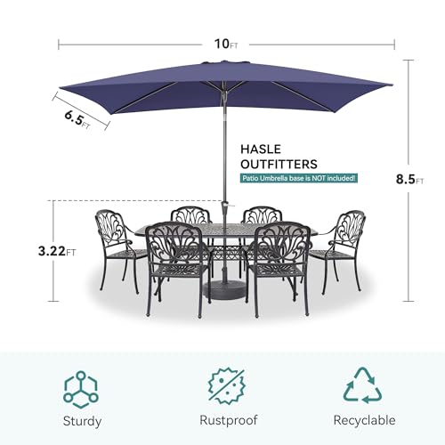 Rectangular Patio Umbrella, 6.5 x 10 ft Rectangle Table Umbrellas w/Heavy Duty Ribs, Effortless Crank and Push Button Tilt, Wind Resistant Sun Umbrella for Outdoor Patio, Navy Blue - color: Navy Blue