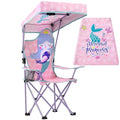 KABOER Kids Outdoor Folding Lawn and Camping Chair with Cup Holder and Carrying Bag, Children's Camping Chairs - color: Mermaid With Canopy