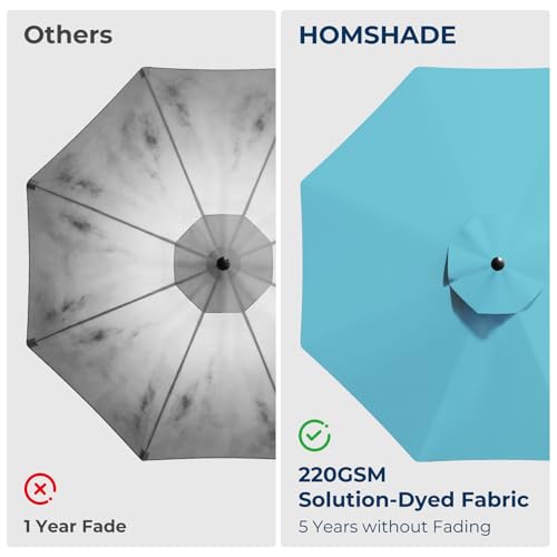 HOMSHADE 10ft Offset Patio Umbrella with Base Included, Cantilever Offset Hanging Patio Outdoor Market Umbrella UPF50+ UV Protection with Easy Tilt and Crank for Pool Deck and Garden(Light Blue) - color: Light Blue