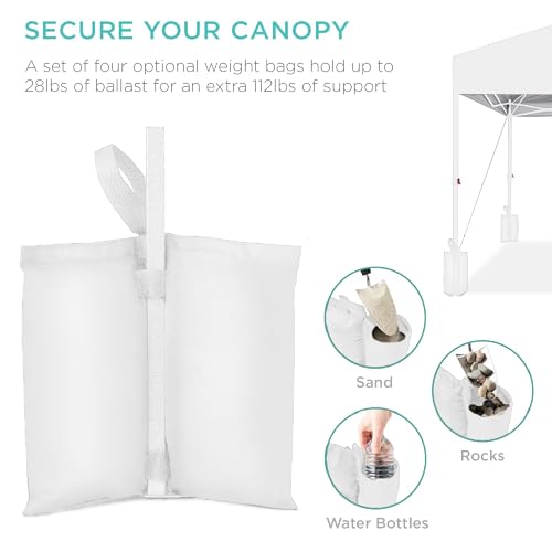 Best Choice Products 10x10ft Pop Up Canopy Tent, Outdoor Shade, 1 Person 1 Minute Set Up, Carry Case, 4 Weight Bags - White/White - color: White/White, size: 10x10ft