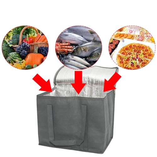 Lilaly Styrofoam Cooler Food Delivery Bag, Insulated Grocery Bags Insulated Cooler Bag for Hot or Cold Food Delivery, Groceries, Travel, Shopping(Grey) - color: grey