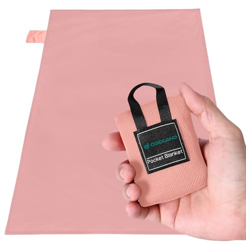 Odoland Beach Blanket Picnic Blanket, 43.3" x 27.5" SandProof Waterproof Outdoor Pocket Blanket with Portable Bag, Foldable Lightweight Sand Free Beach Mat for 1 People Hiking, Camping, Travel, Pink - color: Pink, size: 27.5" x 43.3"(1 People)