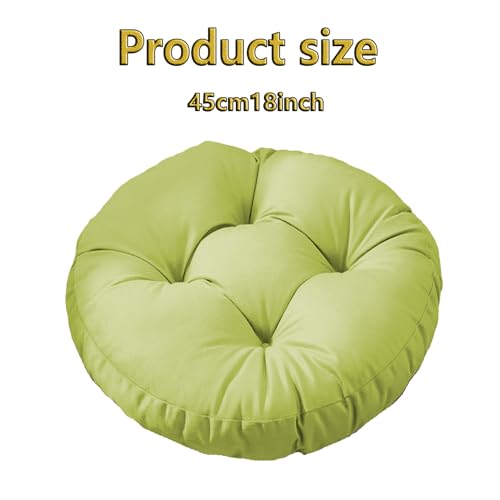 Futon Seat Cushion, Overstuffed Round Tatami Indoor Outdoor Seat Pads Chair Pad, Solid Color Footstool Cushion, not Include Chairs(18inch) (Light Green) - color: Light Green