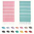 2 Pack The Turkish Beach Towel 40x72 Inches, Oversized 100% Cotton Sand Free Lightweight Absorbent Quick-Dry (Aqua Baby Pink) - color: Aqua/Baby Pink