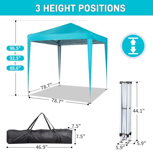 VINGLI 6.5x6.5 Pop Up Canopy Tent with Sidewalls, Outdoor Gazebo Canopy Tent, Patio Event Tents Outdoor Event Shelter for Parties (Lake Blue) - color: Lake Blue, size: 6.5x6.5