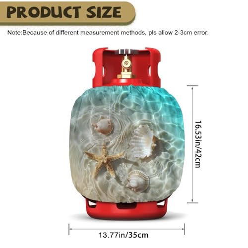 Propane Tank Covers 20lb Starfish Outdoor Heavy Duty Waterproof Windproof Gas Tank Cylinder Cover with Elastic Brand, Dress up Your Gas Grill, Fits Standard 20lb Cylinder - color: Starfish