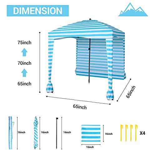 Nice C Beach Cabana Tent - Portable 6'x 6' with Detachable Wall, UPF 50+ UV Protection, Ultimate Sun Umbrella, Sun Shelter (Blue Stripe)