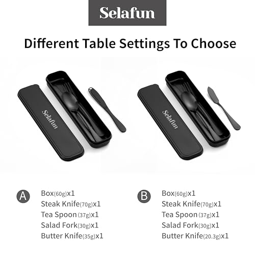 5-pieces Travel Set with Case Portable Silverware Utensils Set for work, Stainless Steel Reusable Flatware Set Cutlery Set for Camping Picnic Hiking Office, (matte black, 5.9) - color: Matte Black, size: 5.9 inch