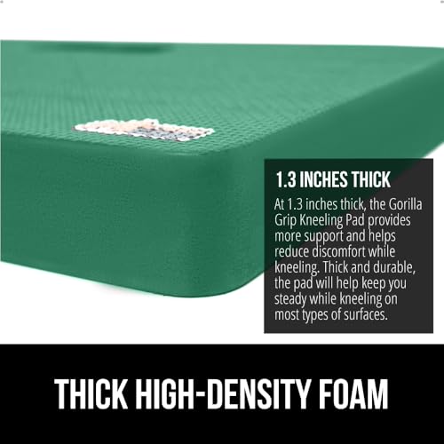 GORILLA GRIP® Extra Thick Patent Pending Supportive Foam Kneeling Pad, Large Cushion Knee Pads for Gardening, Baby Bath Time, Dirt and Water Resistant, Workout and Garden Supplies, 17.5x11, Green - color: Grass