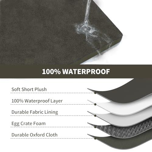 Comfort Dog Bed for Small Dogs & Cats, Waterproof Dog Crate Mat Orthopedic Egg Crate Foam with Washable Removable Cover, Coffee - color: Coffee, size: 23.0"L x 17.0"W x 2.5"Th