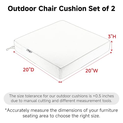 Favoyard Patio Chair Cushions 20 x 20 x 3 Inch Waterproof Outdoor Seat Cushions for Patio Furniture 3-Year Color Fastness Garden Sofa Couch Pads with Handle & Adjustable Straps Set of 2, Blue - color: Blue, size: 20 x 20 x 3 In