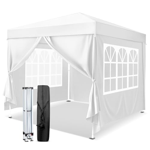 VINGLI 10x10 Pop Up Canopy Tent with Sidewalls, Outdoor Gazebo Canopy Tent, Patio Event Tents Outdoor Event Shelter for Parties (White) - color: White, size: 10x10