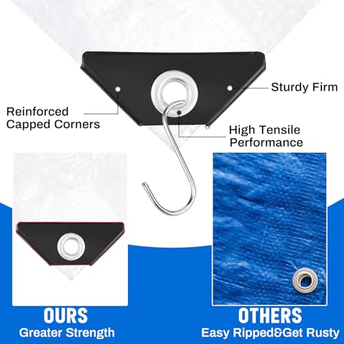 8 Pack 6 x 8 ft 5.5 Mil Large Tarps Heavy Duty Waterproof Tarp Multi Purpose Tent Cover for Home Boats Cars Camping Patio Furniture Roof Emergency Rain Protective Cover, White - color: White, size: 6 x 8 ft