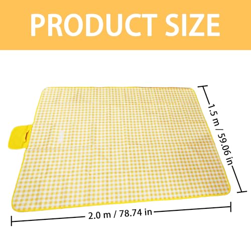 Picnic Blankets,Large Beach Blanket Sandproof Foldable,Beach Mat Sand Free Waterproof Packable for Outdoor Grass Camping Ground (Yellow)