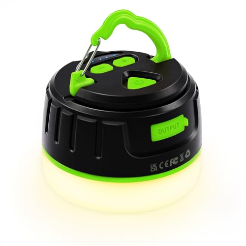 Yonktoo Rechargeable Camping Lantern with 6400mAh Battery, 300 Hour Runtime, 5 Light Modes, Adjustable Brightness, Waterproof, Hook & Magnetic Base, Battery Operated for Camping & Power Outages - color: Green, size: Standard Edition