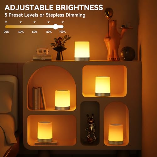 Night Light for Kids Baby, Dimmable Touch Lamp for Nursery, 256 RGB Colors 5 Brightness, Portable Rechargeable Bedside Table Lamp for Nightstand, Kids Night Light for Bedroom Living Room, Silver - color: Silver